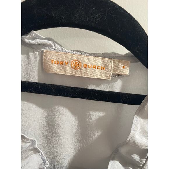 Tory Burch Silk Ruffle Shell Top Classic Light Blue - EUC 4 - Picture 4 of 9